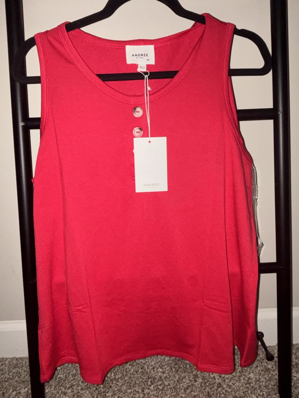 NWT Andree By Unit  Sleeveless Button Tank Top - Red
